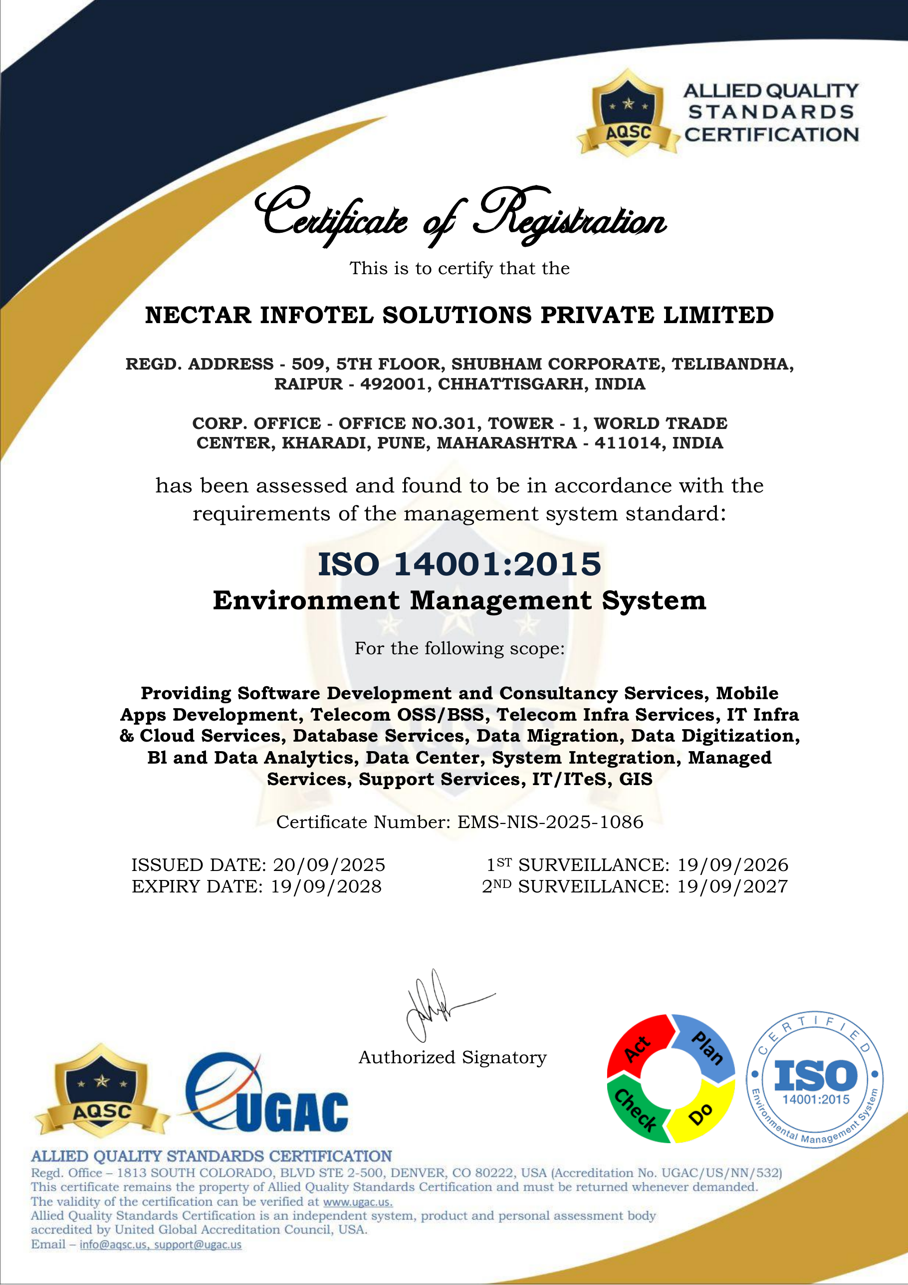 ISO 14001:2015 certificate