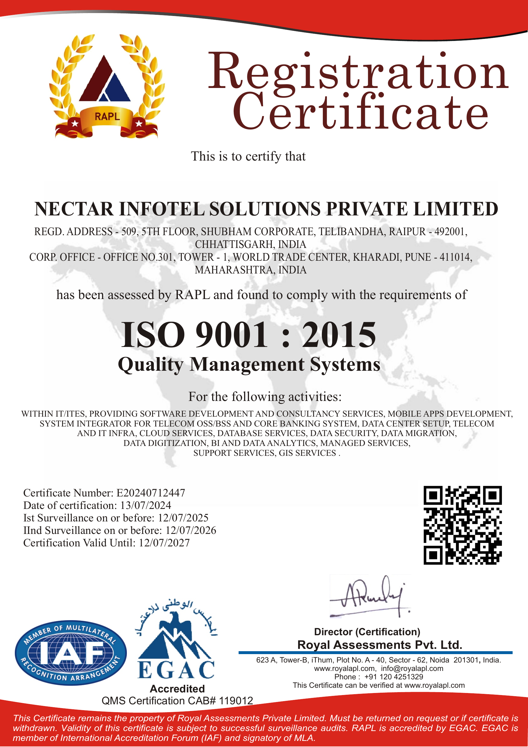 ISO 9001:2015 certificate