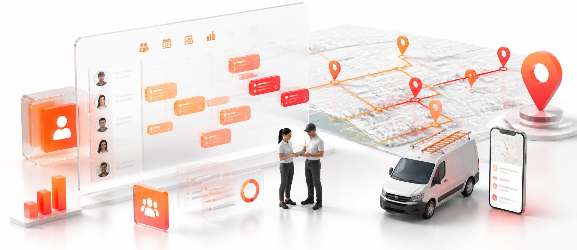 Workforce management: scheduling boards, field routing and technician mobile app